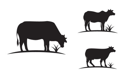 Modello di progettazione dell&amp;#39;illustrazione del logo dell&amp;#39;icona della fattoria delle mucche v.2