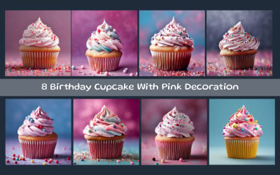 Birthday Cupcake With Pink Decoration