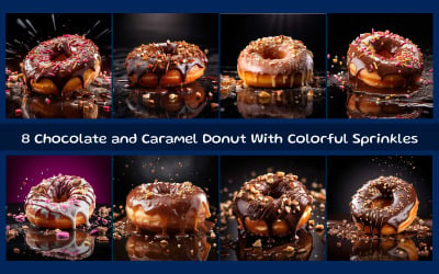 Chocolate and Caramel Donut With Colorful Sprinkles