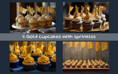 Gold cupcakes with sprinkles