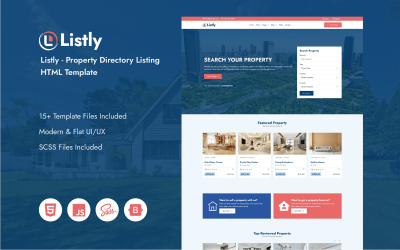 Listly - HTML-mall för listning av fastighetskatalog