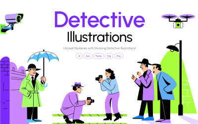 Detektiv Illustration Set
