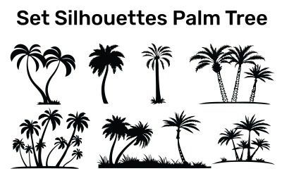 Ställ in silhuetter palmträd, vektor, lätt att redigera