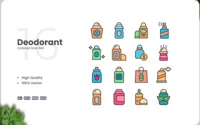 16 Deodorant Icon Color Set