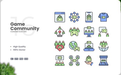 16 Herní komunita Icon Color Set