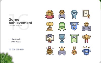 16 Ігровий набір кольорів значка досягнення