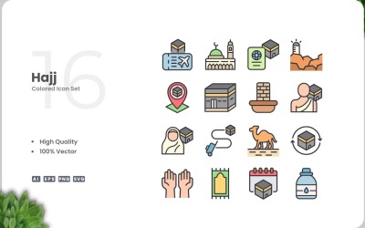 16 Hajj Icon Color Collection
