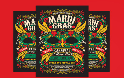 Mardi Gras El İlanı Poster Şablonu