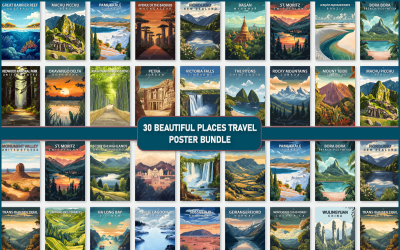 Пакет плакатів про подорожі красивими місцями