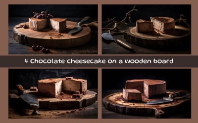 Schokoladenkäsekuchen auf einem Holzbrett