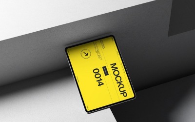 Zwevende tablet-mockup met minimalistische moderne achtergrond