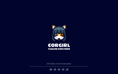 Corgirl Basit Maskot Logosu