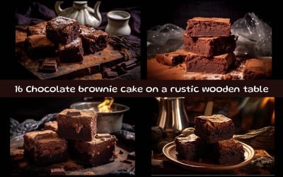 Schokoladen-Brownie-Kuchen auf einem rustikalen Holztisch
