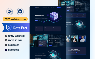 Data Fort — Kit di modelli WordPress Elementor per servizi di sicurezza informatica