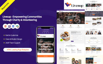 Livesup – HTML-шаблон сайта для благотворительных организаций, некоммерческих организаций, пожертвований и волонтерства