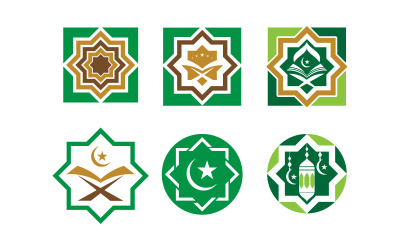 Moschea islamica icona vettoriale logo design illustrazione modello v.29