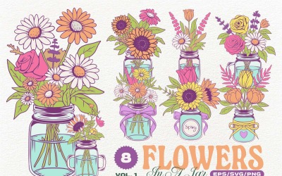Bouquet de fleurs printanières dans un bocal Vol. 1