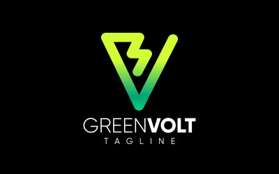 Буква V Эко Зеленая Энергия Volt Логотип Дизайн