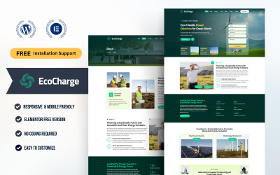 Echo Charge — Zelená obnovitelná energie WordPress šablona Elementor