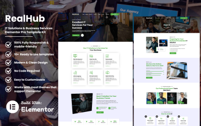 RealHub - Kit de modelos Elementor Pro para soluções de TI e serviços empresariais