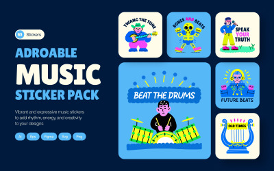 Colección de pegatinas musicales