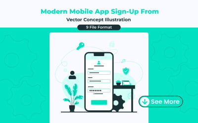 Concepto de formulario de registro para aplicación móvil moderna, diseño vectorial