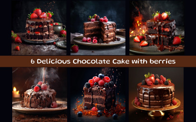 Delicioso pastel de chocolate con frutos rojos