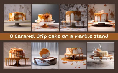 Karamell-Drip-Cake auf einem Marmorständer