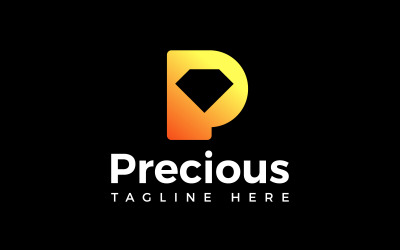Letra P Precioso Luxo Dourado Diamante Logotipo Design
