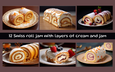 Rotolo di marmellata con strati di crema e marmellata