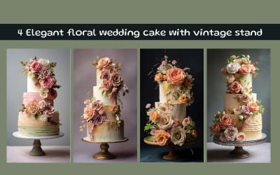 Elegáns virágos esküvői torta vintage állvánnyal