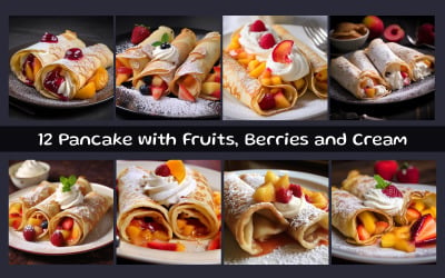 Pancake con frutta, bacche e panna