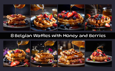 Waffle belgi con miele e frutti di bosco