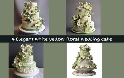 Elegante pastel de bodas con flores blancas y amarillas