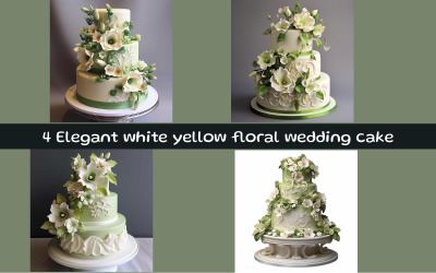 Elegante witte gele bloemen bruidstaart