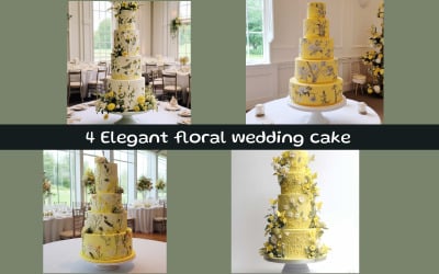 Elegant floral wedding cake AI image