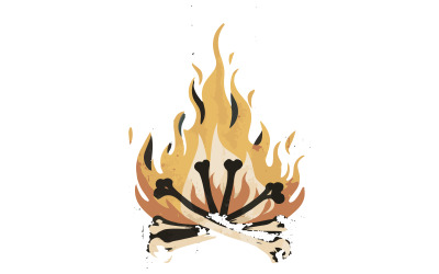 Uma ilustração de arte vetorial de silhueta de fogo de osso