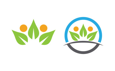 Logo-Design-Vorlage für das Konzept „Gesundes Leben“ mit Baumblättern, Version 56