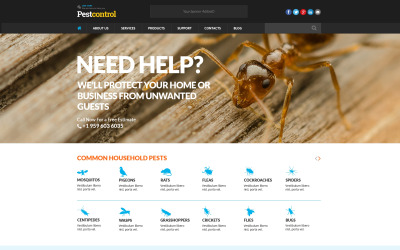 Modelo de site responsivo para controle de pragas