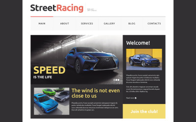 Plantilla de sitio web adaptable de carreras de coches