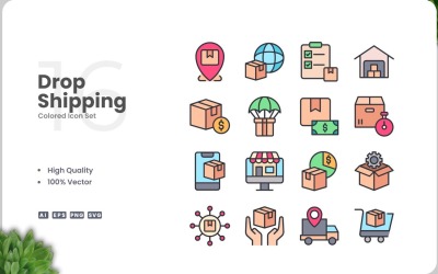 16 Drop Shipping Sada barevných ikon