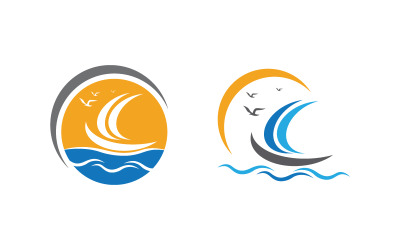 Ilustración de plantilla de logotipo de icono vectorial de crucero (v.11)