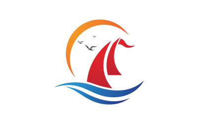 Ilustración de plantilla de logotipo de icono vectorial de crucero (v.5)