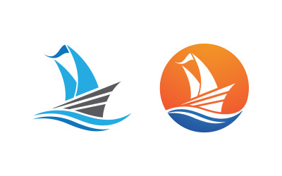 Ilustración de plantilla de logotipo de icono vectorial de crucero (v.6)