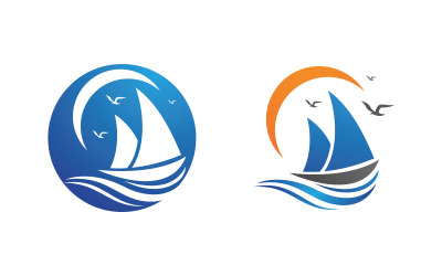 Ilustración de plantilla de logotipo de icono vectorial de crucero (v.9)