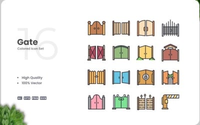 16 Gate Colored Icons Set