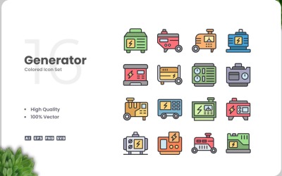 16 Generator färgade ikoner Set