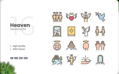 16 Heaven Colored Icons Set