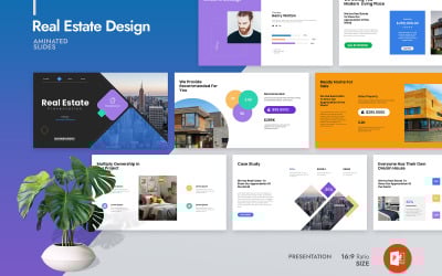 Diseño de presentación de PowerPoint sobre bienes raíces