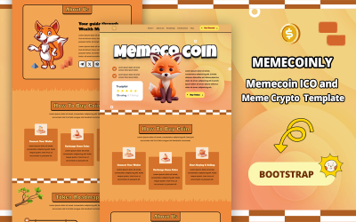Memecoinly - Plantilla para sitio web de criptomonedas y ICO de Memecoin